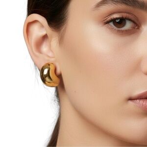 J.CREW ‘THE BEAN’ Structural Orb Earrings in Brushed Gold; Signed & NWT